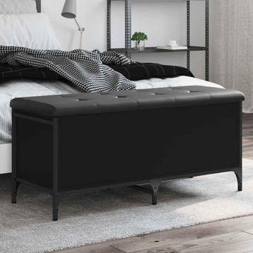 vidaXL Opbergbankje 102x42x45 cm bewerkt hout zwart, Verzenden