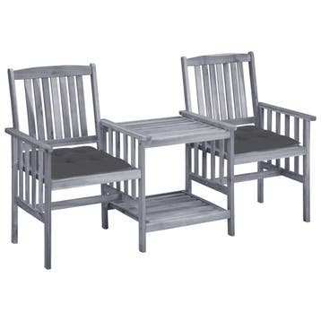 vidaXL Tuinstoelen met tafeltje en kussens massief, Verzenden, Nieuw