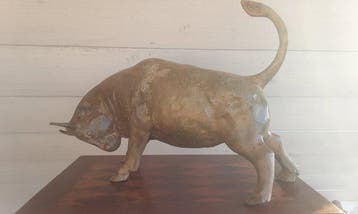 Beeldje - Stier - 40 cm - Brons, Antiquités & Art