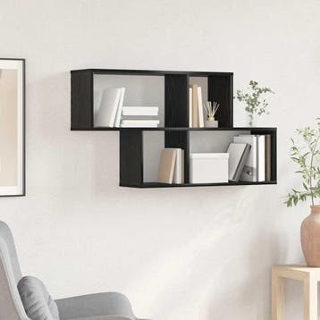 vidaXL Wandplank Muurmontage Zwart Bewerkt hout, Maison & Meubles, Armoires | Armoires murales, Verzenden