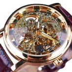 Gouden Kast Luxe Horloge voor Heren - Leren Bandje, Verzenden