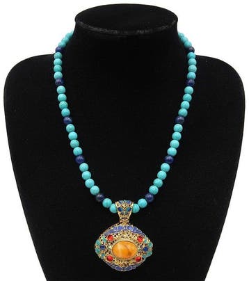 Howliet turquoise - boeddhistische meditatiehalsketting -