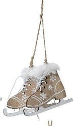 Houten Schaatsen Naturel hanger 8 cm per stuk, Nieuw