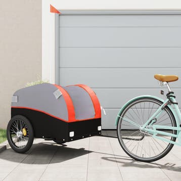 vidaXL Fietstrailer 45 kg ijzer zwart en oranje, Verzenden, Nieuw