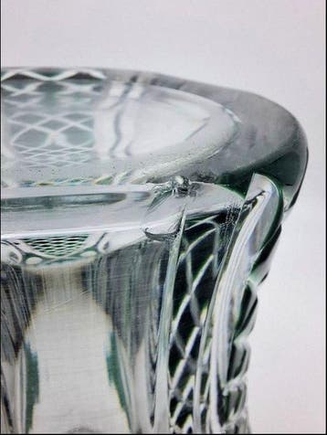 Val Saint Lambert - Vase - Cristal - Vaas smaragd VSL signé, Antiquités & Art