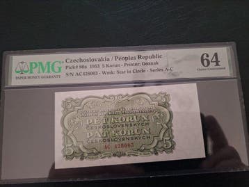Tsjecho-Slowakije. - 3 Slabbed Banknotes -1953 (Zonder