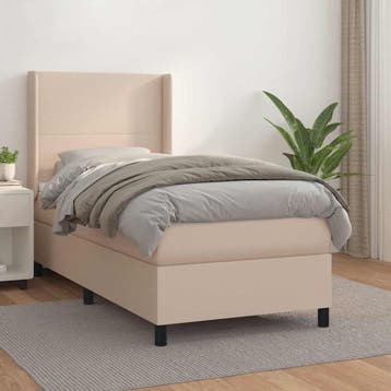 vidaXL Boxspring met matras kunstleer cappuccinokleurig, Verzenden