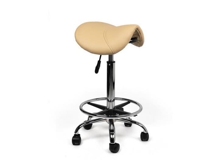 Zadelkruk Beige - Hoge uitvoering met Voetsteun, Huis en Inrichting, Krukjes, Nieuw, In hoogte verstelbaar