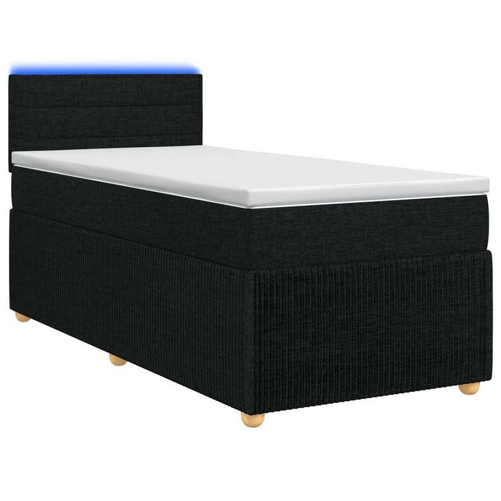 vidaXL Boxspringbed met matras met hoofdeinde Zwart 90 x 200, Huis en Inrichting, Slaapkamer | Bedden, Nieuw, Verzenden