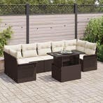 vidaXL Tuinbank Set met kussen 8 pcs Bruin poly rattan, Tuin en Terras, Tuinsets en Loungesets, Verzenden, Nieuw