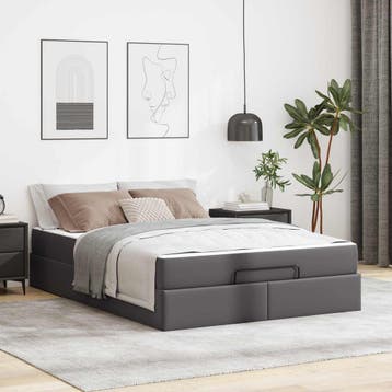vidaXL Bedframe met matras Anders 2 st Grijs PVC, Verzenden