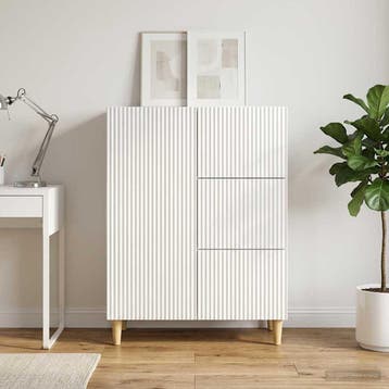 vidaXL Dressoir met lade Hoogglans Wit 66 x 34,5 x 90 cm, Verzenden, Nieuw