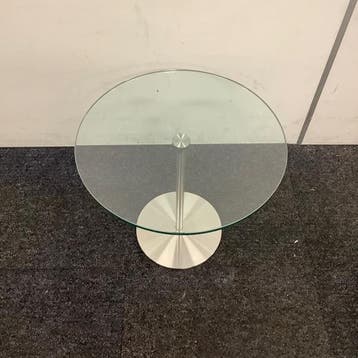 glazen bijzet tafel, (hxb) 40x45 cm, Metaform Bon, Huis en Inrichting, Gebruikt