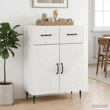 vidaXL Dressoir Hoogglans Wit 66 x 34,5 x 89,5 cm Bewerkt, Verzenden, Nieuw
