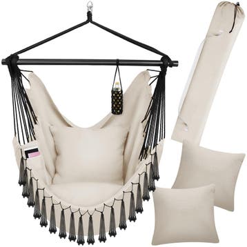 Hangstoel Malika, boho-stijl, draagkracht 150kg - beige, Verzenden
