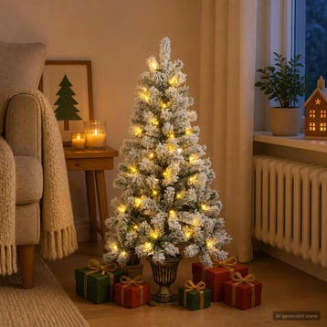 vidaXL Mini kerstboom besneeuwd 120 cm 100 LEDs Warmwit PVC, Verzenden, Nieuw