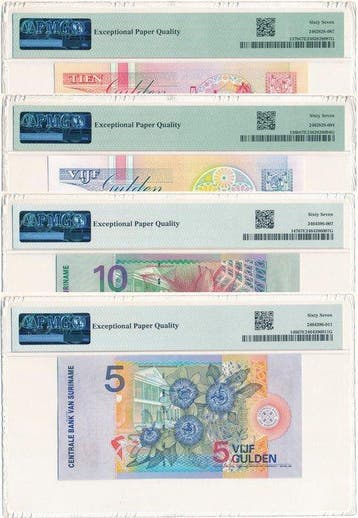 Suriname. - 2 x 5, 2 x 10 Gulden - 1995/2000 (Sans prix de