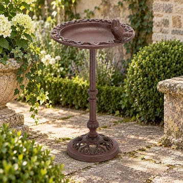 Decoratief ornament - Gietijzeren vogelbad op hoge voet -