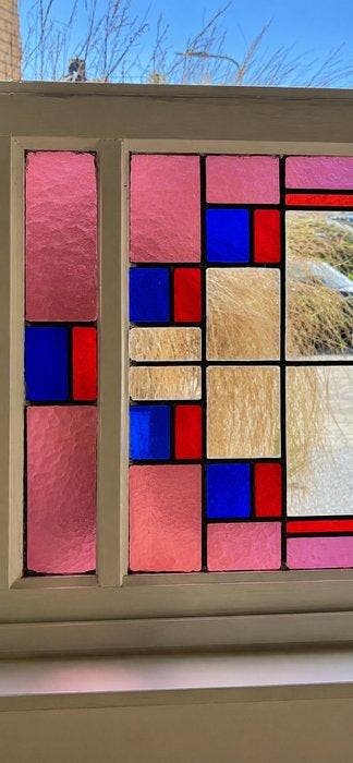 Art Deco Glas-in-loodraam - Amsterdam School - 1920-1930 -, Antiek en Kunst