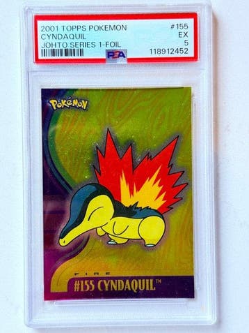 Pokémon - 1 Graded card - Cyndaquil #155 Foil - PSA 5 -, Hobby en Vrije tijd, Nieuw