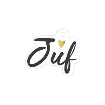 3x Cadeaulabel JUF zwart met goudfolie (Per 3 stuks), Verzenden, Nieuw