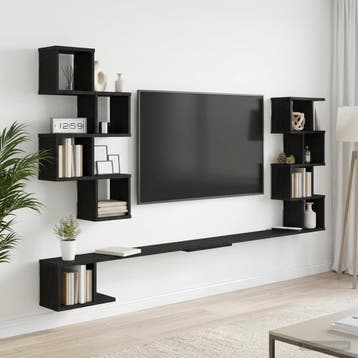vidaXL Wandgemonteerd TV Rek Zwart eiken 180 x 15 x 94 cm, Verzenden