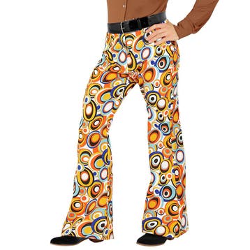 Disco 70S Broek Oranje Heren Cirkels, Kleding | Heren, Verzenden, Nieuw