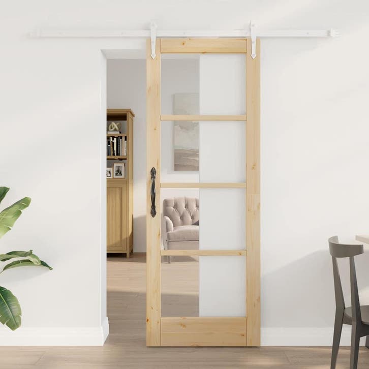 vidaXL Schuifdeur Bruin 73.5 x 198.5 cm Hout en metaal, Doe-het-zelf en Bouw, Deuren en Vliegenramen, Nieuw, Verzenden