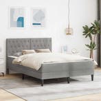 vidaXL Bedframe met matras Lichtgrijs 140 x 200 cm Fluweel, Huis en Inrichting, Slaapkamer | Matrassen en Bedbodems, Verzenden