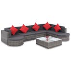 vidaXL 8-delige Loungeset met kussens poly rattan grijs, Verzenden, Loungeset