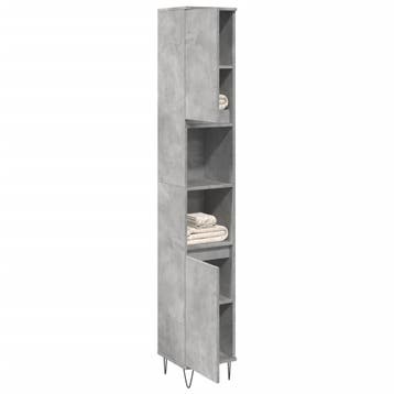 vidaXL Badkamerkast 30x30x190 cm bewerkt hout betongrijs, Verzenden, Nieuw
