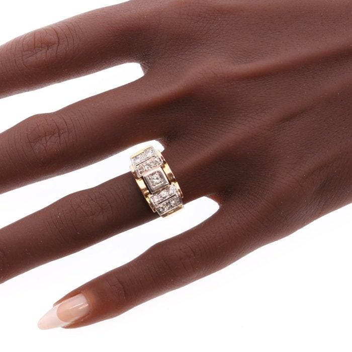 Ring - 18 karaat Geel goud - 0.70ct. tw. - Diamant - Vintage, Handtassen en Accessoires, Ringen