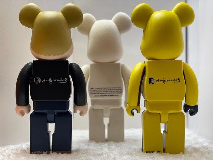 Be@rbrick 400% (3 items) Andy Warhol Silkscreen ver. & 60’s, Antiquités & Art, Art | Objets design