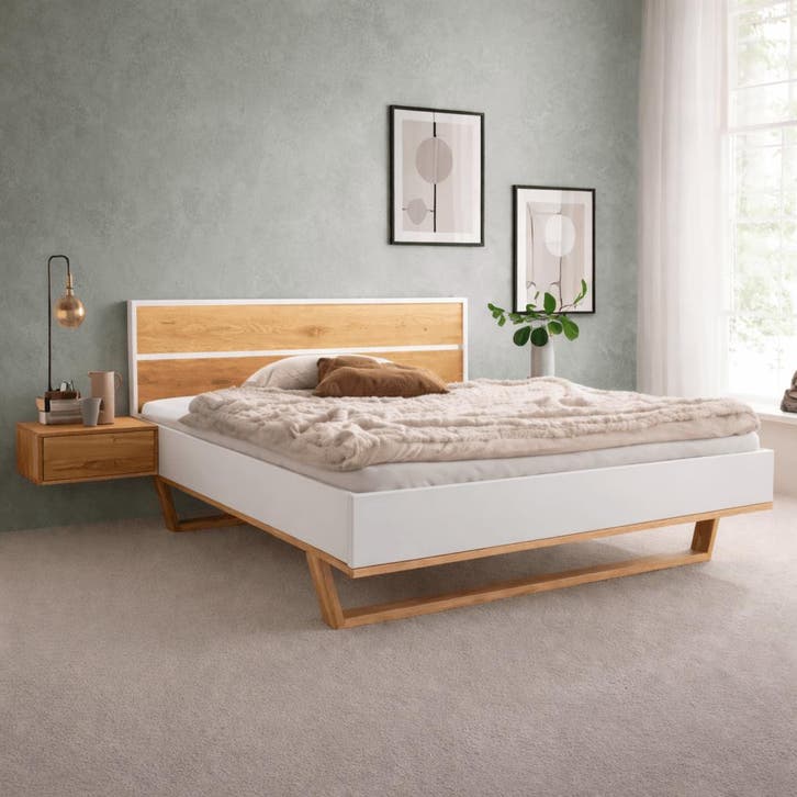 Forestales Alabama Wit Massief Wild Eiken Houten Ledikant -, Huis en Inrichting, Slaapkamer | Bedden