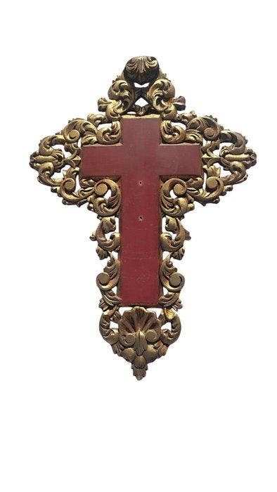 Barok Kruis - hard hout - 1850-1900 - Antigua cornucopia, Antiek en Kunst, Kunst | Niet-Westerse kunst