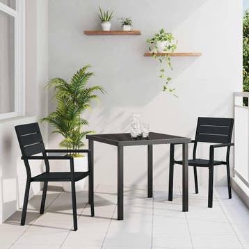 vidaXL Tuin Eettafel Set 3 pcs Zwart Gepoedercoat staal, Tuin en Terras, Verzenden, Nieuw