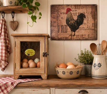 Eierhouder set (2) - Smeedijzer - Eihouderset+wandplaat kip, Antiek en Kunst