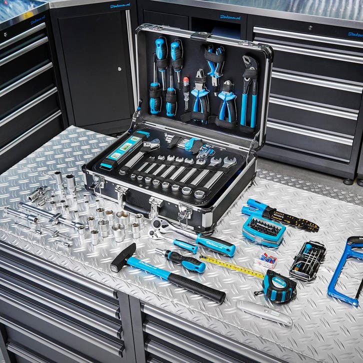 Datona 154-delige gereedschapskoffer met schokabsorberende, Doe-het-zelf en Bouw, Gereedschapskisten, Ophalen of Verzenden