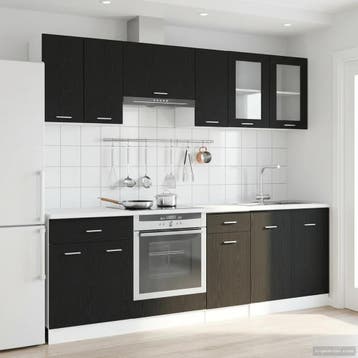 vidaXL Keuken Eenheid Lyon 8 st Zwart eiken Bewerkt hout, Huis en Inrichting, Verzenden, Nieuw