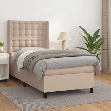 vidaXL Boxspring met matras kunstleer cappuccinokleurig, Verzenden