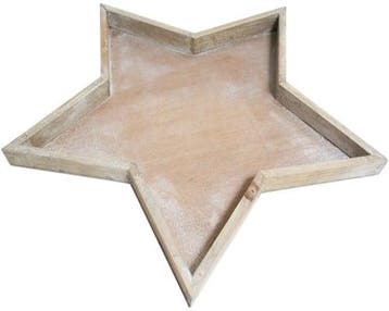 Houten Sterschaal Firmiana Naturel 38,3 cm, Nieuw