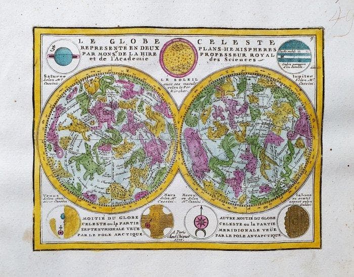 World Map - Hemelse kaart / Hemelse bol / Planisfeer;, Livres, Atlas & Cartes géographiques