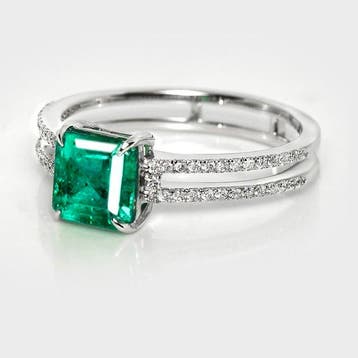 Zonder minimumprijs - Ring - 14 karaat Witgoud, IGI 1,40 ct, Nieuw