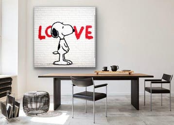 EMIR BERCUTTE - SNOOPY STREET ART LOVE 10 - Toile L -