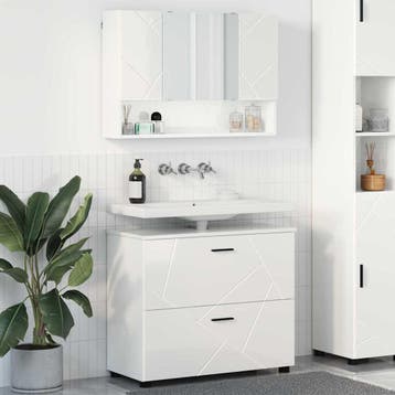 vidaXL Badkamermeubel Set 2 st Hoogglans wit 76,5 x 35 x 64, Verzenden, Nieuw