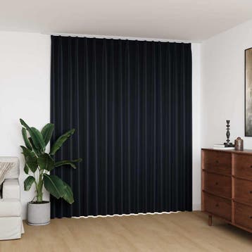 vidaXL Gordijn verduisterend met haken 290x245 cm zwart, Verzenden, Nieuw