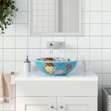 vidaXL Opzetwasbak rond 41x14 cm keramiek meerkleurig, Doe-het-zelf en Bouw, Sanitair, Verzenden, Nieuw