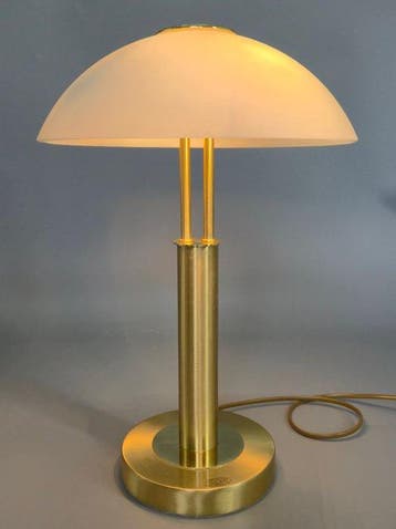 Wofi Leuchten Tischleuchte Messing Glas Pilzlampe Tischlampe