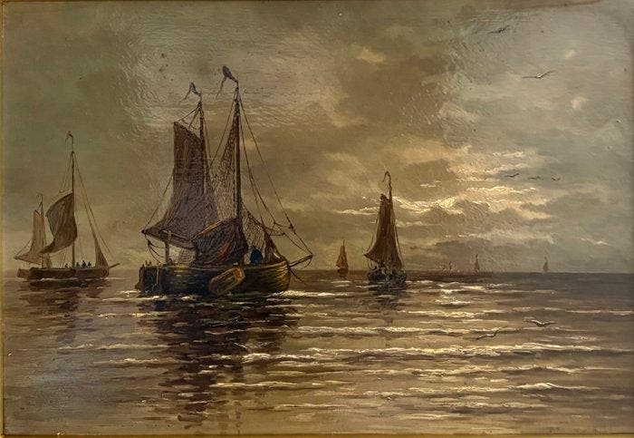 Niederländische Schule (XIX-XX), igniert mit n. H. W. Mesdag, Antiek en Kunst, Kunst | Schilderijen | Klassiek