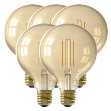 Set van 5 Calex Smart LED Lamp Globe Gold E27 7W 806lm, Verzenden, Nieuw